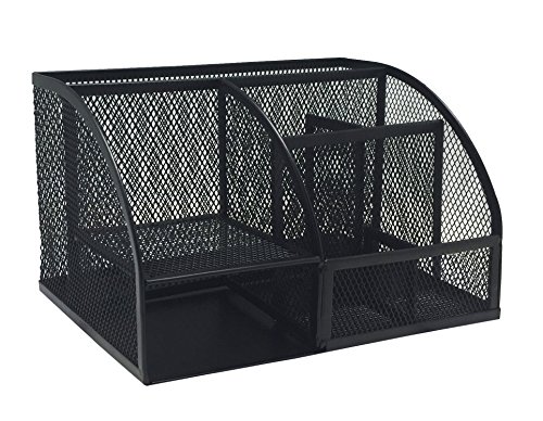 EXERZ EX348 Organisateur de Bureau/ Papeterie Organizer / Pot à stylo / Bureau Ranger / Multifonctions Organisateur (EX348 Noir)