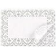 Adaamya� Rectangle Shaped - Lace Paper Doilies, Bulk for Desert, Tableware Decoration Placemats, Cake Packaging (100/200 Pieces) White (200)