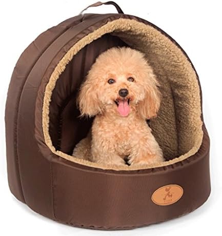 LM921 Small Dog Soft Interior Pet Dog Cat Puppy Bed Warm Sofa Home Cushion Nest Wool Cushion , Cat's Nest Kennel Semi-Enclosed Yurt Pet House, Winter Warm Pet Villa House, Two-Tone ( Color : Brown , Size : L )