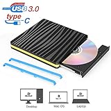 【USB 3.0 und TYPE-C-Schnittstelle】Externes USB-DVD-Laufwerk mit fortschrittlicher USB 3.0-Technologie und durchdachter Typ-C-Schnittstelle, bringt Ihnen schnellere Datenübertragungsgeschwindigkeit, bis zu maximal 5 Gbps, (kompatibel mit USB 2.0 / 1.0)