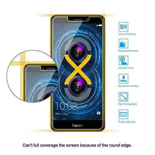 EasyAcc Honor 6X Folie, Anti-Kratz Ultra Klar mit 9H Härte für Huawei Honor 6X Schutzfolie – (Bewusst Kleiner Als Das Display, Da Dieses Gewölbt Ist.) - 2