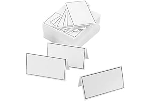 HETING-YQ 50 Stück Tischkarten, Platzkarten Hochzeit mit Goldfolienrand, Namenskarten Blanko für Geburtstag, Tischdekoration, Feiern, Partys (8.4 x 10.2 cm)