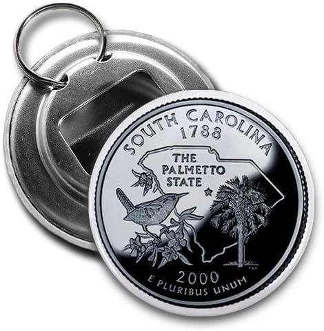 SOUTH CAROLINA State Quarter Mint Image 2.25 inch Button Style Bottle Opener