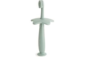 ‎MUSHIE Mushie Kinderzahnbürste Stern Design | Handzahnbürste für kinder mit Saugnapf, 0-6 Jahre | Stimuliert Zähne & Zahnfleisch, extra weiche Bürste | Sichere & Hochwertige | Cambridge Blau