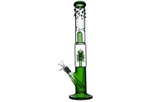 RORA Bong Verre 16 "haut narguilé Bong en verre de mode conçu percolateur tuyau d'eau avec pare-éclaboussures sur verre 14mm Downstem (vert)