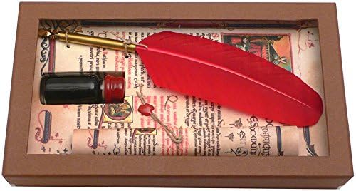 Red Medieval Feather Quill & Ink Set by Coles Calligraphy