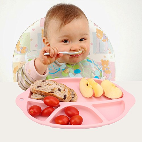 Jonhen Baby-Tischsets,Tischunterlage Platzmatte aus Silikon, einfach abwaschbar, super geeignet zum Essen lernen für Babys und Kleinkinder, Babyteller Tischset Babyschale Kinderteller - 5