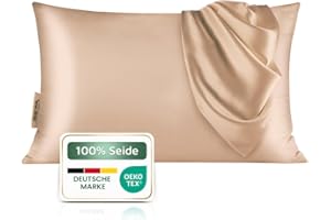 ‎BENE-SLEEP bene-sleep® Premium Seidenkissenbezug – 100 % Maulbeerseide 22 Momme | Verstärkte Nähte | Oeko-TEX Zertifiziert* | Anti-Frizz & Faltenreduzierung | hypoallergen & hautfreundlich (Rose Gold, 40x80 cm)