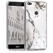 Produktbild kwmobile Hülle für Huawei P8 Lite (2017) - TPU Silikon Backcover Case Handy Schutzhülle - Cover klar Marmor Design Weiß Schwarz