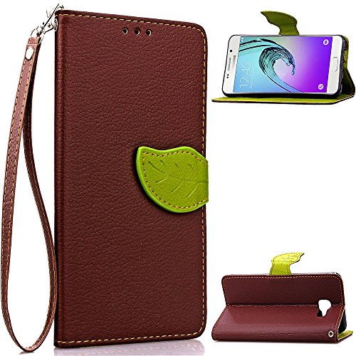 Samsung Galaxy A5 2016 Hülle,Schutzhülle,Galaxy A5 Handyhülle Schutzhülle,Yica Leder Wallet Tasche Brieftasche Schutzhülle, Blumen Muster PU Lederhülle Flip Hülle Case für Samsung Galaxy A5 2016 (Braun)