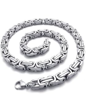 KONOV Schmuck Herren-Kette, Edelstahl Panzerkette Biker Halskette, Silber - Breite 8mm - Länge frei wählbar