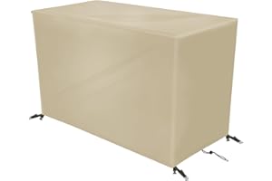 YZXCMHJ Funda para Muebles de Jardín 90x60x50cm,Funda Mesa Jardin Impermeable,Funda Protectora para Conjunto Jardin,Cubierta de Muebles de Exterior,420D Tela Oxford Funda Sofa Exterior,Beige