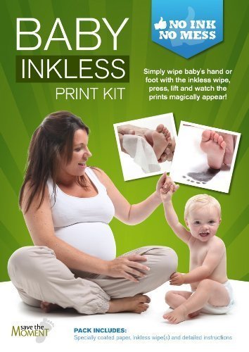 Save The Moment Inkless Wipe Hand and Foot Print Kit with 1 Large Coated Paper (Black)