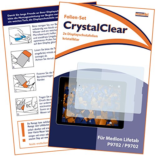 2 x mumbi Schutzfolie für Medion Lifetab P9702 / Lifetab P9701 Folie Displayschutzfolie - 2