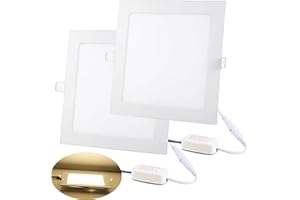 NRGDILY Spot LED Encastrable Extra Plat, 15W Carré Panneau de Plafond 1350LM, Diamètre 190mm, Blanc Chaud 3000K Spots de Plafond Encastrable Pour Cuisine/Salon/Couloir, Lot de 2
