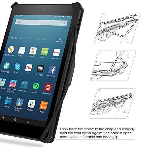 MoKo All-New Amazon Fire HD 8 2017 Hülle – Slim-Fit Multi-Winkel Kunstleder Tasche Smart Cover mit Auto Schlaf / Wach Funktion und Standfunktion für das neue Fire HD 8 2017 & Fire HD 8 2016 Modell, Schwarz - 7