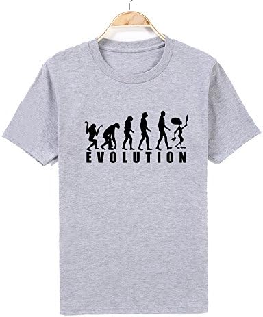 Hippolo Fashion Men's T-shirt Funny Evolution History Men's Short Sleeve T-Shirt (2XL, Grey)