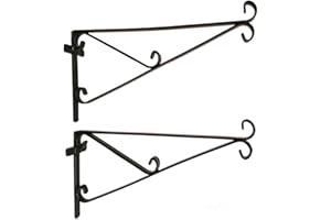 GRO GARDEN PRODUCTS Conka Garden Hanging Basket Brackets - Fits Hanging Baskets - Metal Iron Wall Mount Bracket, Planter Bracket for Hanging Gardening Decoration. Strong Heavy Duty (Fits 14", 16", 18" & 20") Pack of 2