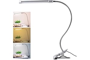 TOMSHINE Lixada 10-Level Dimmable Eye Protection LED and Adjustable Clamp with 3 Lighting Colors and USB Powered (10W 36 LEDs) (5.5 x 12 x 38 cm) Rubber, White