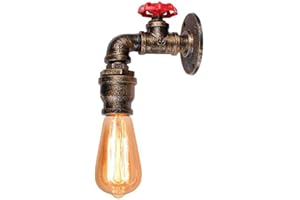 Mengjay Vintage Applique da Parete Industriale Retro Lampada da Parete Creativo Tubo dell'acqua Luce a Muro Ferro E27 Illuminazione 60W Max per Ristorante, Cucina, Caffè, Bar, Camera da letto (B)
