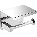 Toilettenpapierhalter mit ablage, klopapierhalter Edelstahl glänzend Selbstklebender toilettenpapierhalter oder Bohren Zwei I