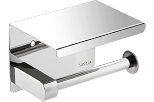 BINXWA Toilettenpapierhalter mit ablage, klopapierhalter Edelstahl glänzend Selbstklebender toilettenpapierhalter oder Bohren Zwei Installationsmethoden Badezimmer zubehör