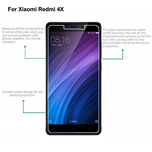  2-Unidades  Xiaomi Redmi 4X Protector de Pantalla EUGO Cristal Vidrio Templado Premium  9H Dureza  3D Touch  Alta Definicion  Anti-Explosion HD-display Anti-water oil and fingerprints 