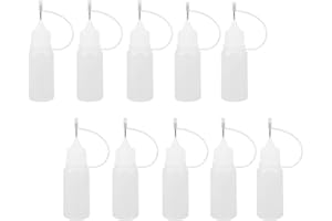 Artibetter 10Pcs Needle Tip Applicator Bottle Squeeze Glue Bottles Set Precision Bottle DIY Quilling Tool for Acrylic Painting Quilling Alcohol Ink (White) 10ml
