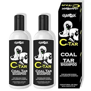 C TAR Coal Tar shampoo 200ml | Anti dandruff Shampoo | Coal tar With salicylic acid 2%w/w scalp shampoo| Sulphate free and Paraben Free shampoo (pack of 2) (200ml X 2) 400ml