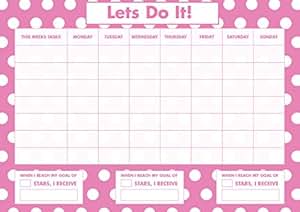 Pink Polka Dot Childrens Reward Chart A4 Including Stickers and pen ...