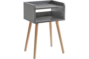 IBUYKE Sängbord, sängbord med träben, soffbord vardagsrum, grå WNS003G