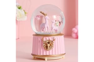 IBLUELOVER Snow Globe Music Box Castle Shake Ball with Snowflake Lighting Crystal Ball Night Light Dream Ball Office Home Decoration Glass Ball Gift for Children Birthday Christmas Valentine's Day
