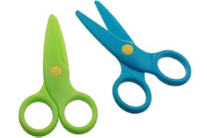 VIOJRLLY 2 Pezzi Forbici di Sicurezza per Bambini, 11 cm in Plastica PP, Testa Tonda per Bambini dai 2 Anni in Su, Età Prescolare per Mestieri e Fai da Te