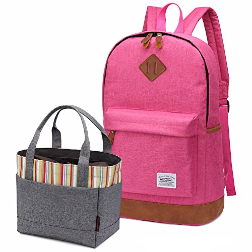 Preisvergleich Produktbild KAUKKO Mädchen Schultaschen Rucksäcke Laptop Schultasche Rucksack Rot