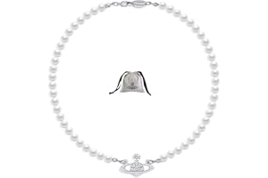 Hipwope Planet Perlenkette für Damen Perlen Saturn Kristall Strass Halskette Beste Freundin Freundin Geburtstag Jubiläum Schmuckgeschenk