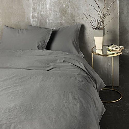 Rever Stone KOKO Washed Cotton Bedding - Pillowcase Pair (Dark Grey/Brown)
