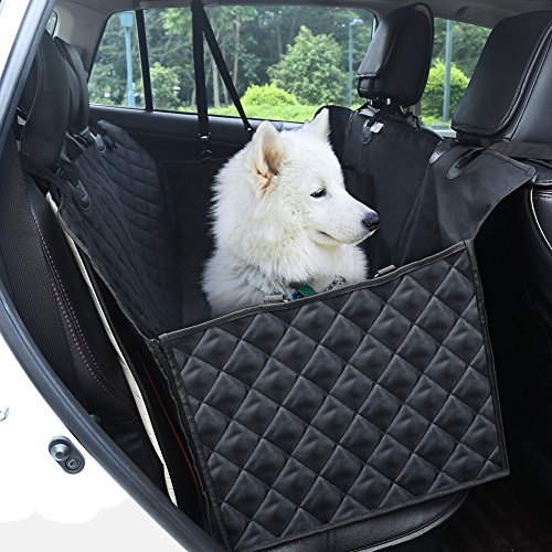 GHB Cubierta de Asiento de la Hamaca del Coche con Doble Cremallera Cubierta de Protección del Perro para Mascotas y Viajes de Algodón con Hebilla de Seguridad