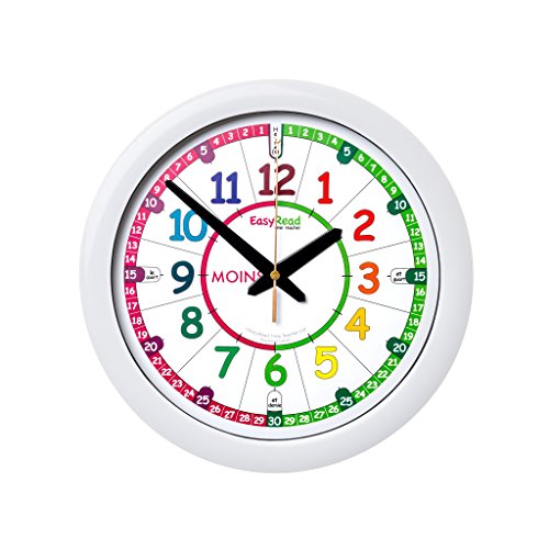 Horloge pour enfants EasyRead Time Teacher, avec système d'enseignement en 3 étapes d'une grande simplicité et cadran de 29 cm, afin que les enfants âgés de 5 à 12 ans apprennent à lire l'heure