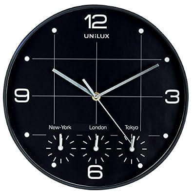 Unilux Pendule UNILUX On Time Systeme Quartz Haute Precision 4 Fuseaux Horaires Pile 4 AA 1, 5V Fournie