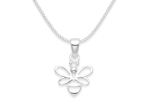 HEATHER NEEDHAM SILVER Sterling Silver Bee Necklace on 40cm - 16" sterling silver chain - SIZE: 13mm x 12mm (20mm including pendant top). Branded Gift Box. 8088