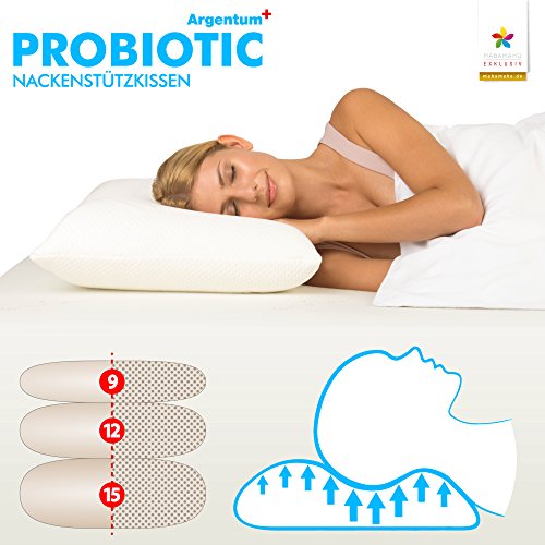 Probiotic Argentum+ 80x40cm 15cm Hoch – Orthopädisches Nackenstützkissen, aus viscoelastischem Gelschaum, mit Silberionen, inkl. 2. äußeren Schutzbezug - 6