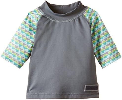 Archimede Boy's A513011 UV Protection with Graphic Decoration Graphique Checkered T-Shirt, Green (Grey/Green), 18-24 Months