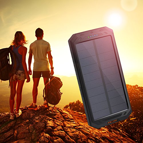 Caricabatterie Solare 12000mAh ADDTOP Solare Power Bank con 2 Porte USB Batteria esterna portatile LED Torcia per Smartphone,Tablet,iPhone,Samsung, Huawei, HTC, LG, Nexus,