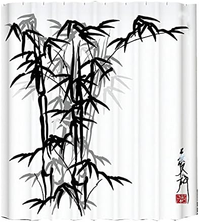 YIXIN Shower Curtains Ink Bamboo Chinese Classical Ink Painting Woven Polyester Fiber Antibacterial Waterproof Anti-moldy Dry and Wet Separation ( Size : 200*180cm )