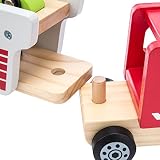 Ultrakidz Autotransporter aus Naturholz mit 4 Autos und abnehmbarem Anhänger - 3