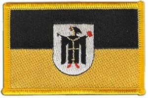 FLAGGENFRITZE Aufnäher Patch Flagge Deutschland Stadt München mit Wappen - 8 x 6 cm