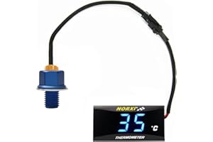 NORXI Thermomètre à huile de moto, thermomètre à huile numérique, thermomètre à huile électronique avec adaptateurs de capteurs de température (bleu, M14 x 1,5)