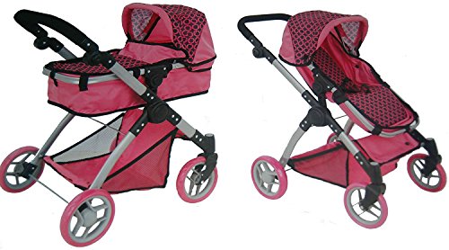Minimamy - Cochecito Muñecas con Capota Transformable - Sillita y Capazo - Ruedas Giratorias - 68.5 cm (W) x 39.5 cm (h) x 62 cm (d)
