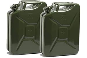 Wheels N Bits - 2 jerricanes de 20 l + 1 bec verseur - Noires - Technique militaire de l'ONU - Peuvent contenir de l'essence, de l'huile, de l'eau - En acier de 9 mm d'épaisseur - Avec revêtement en poudre + peinture antirouille et résistante à l'essence à l'intérieur - Fabrication européenne