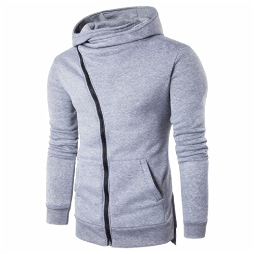 Preisvergleich Produktbild VENMO Winter Warm Hoodie Hooded Kapuzenpullover Sweatshirt Pulli Jacke Lederjacke Männer Oberbekleidung Pullover Zipper Hooded Coat Outwear Pullover Casual T-Shirts Hoodie (L, Grey)